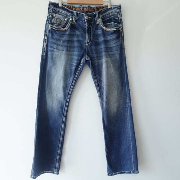 Rock Revival Other - ❌SOLD ❌Rock Revival Mathis Straight Leg Jeans Blue Denim Men's size 36 X 34